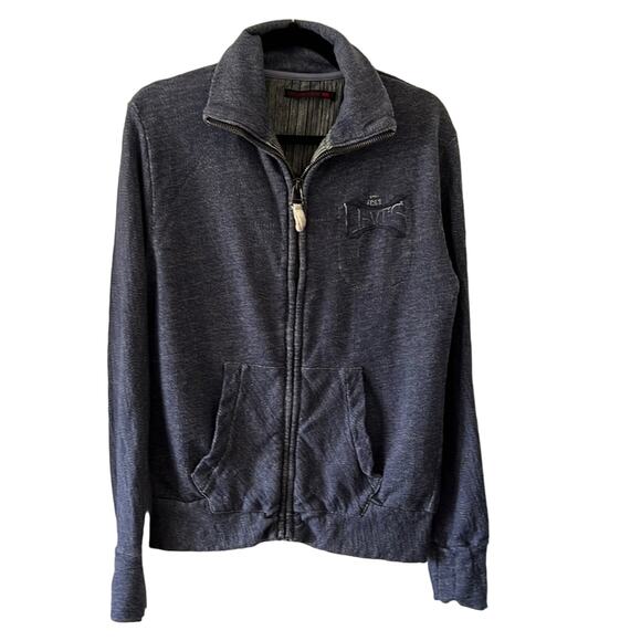 Levi Strauss & Co Mens Blue Denim Knit Jacket Size Small Zipper Front - Picture 1 of 10